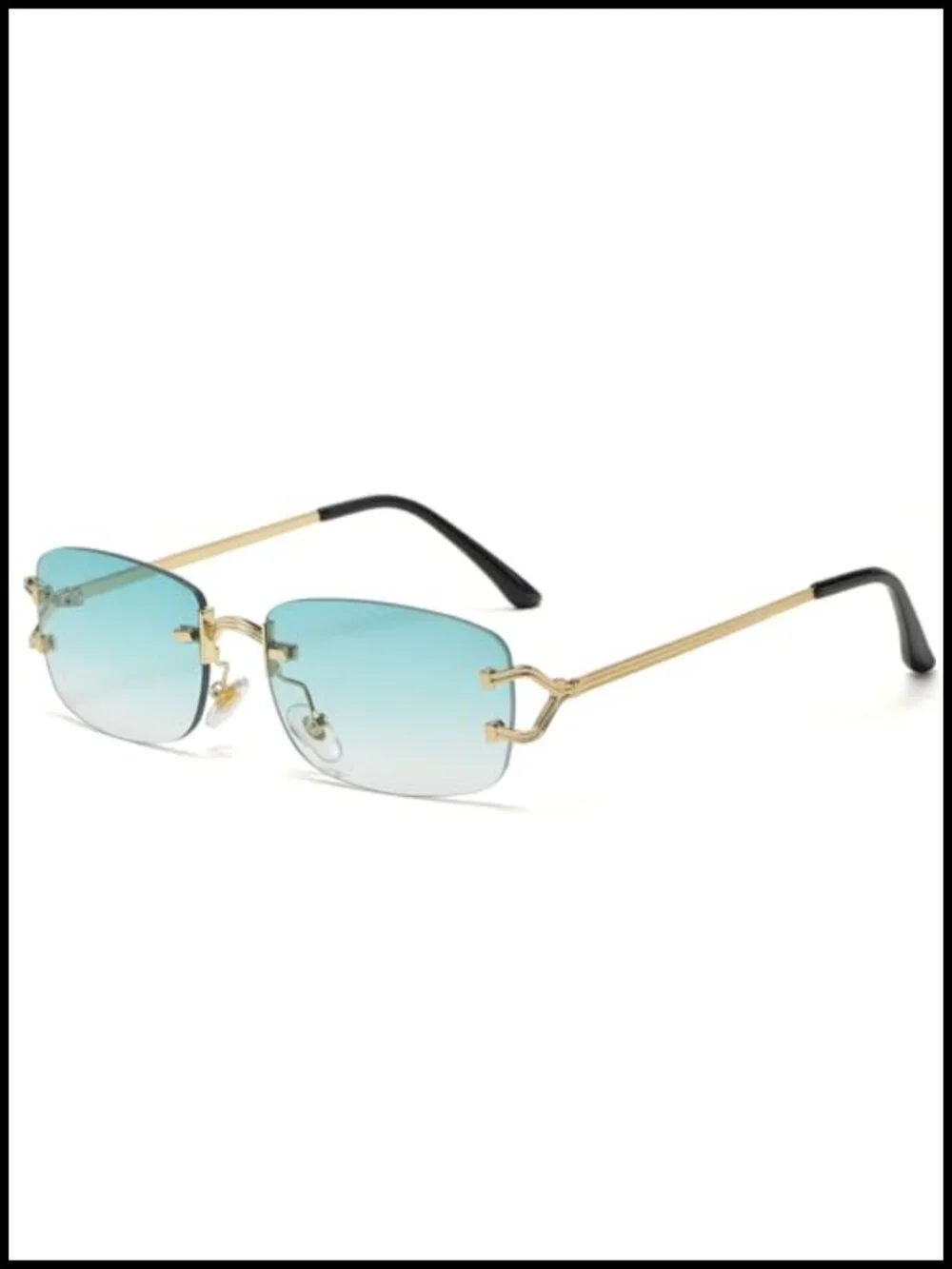 90s Retro Rimless Metal Sunglasses UV400 Protection Rectangle Lens